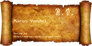 Maros Vendel névjegykártya